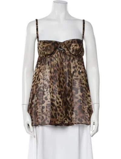 Pre-owned Dolce&gabbana X Skims Silk Animal Print Nightgown In White