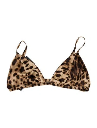 Pre-owned Dolce&gabbana X Skims Silk Animal Print Sports Bra W/ Tags In Brown