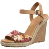 Dolce By Mojo Moxy Posey Womens Espadrille Floral Print Wedge Sandals In Brown