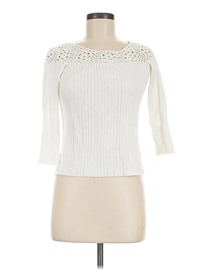 Pre-owned Dolce Cabo 3/4 Sleeve Top Ivory Boatneck Tops