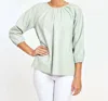 DOLCE CABO BLAKELY FAUX LEATHER PUFF SLEEVE TOP IN MINT