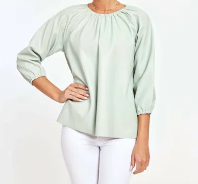 Dolce Cabo Blakely Faux Leather Puff Sleeve Top In Mint In Green