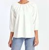 DOLCE CABO BLAKELY FAUX LEATHER PUFF SLEEVE TOP IN WHITE