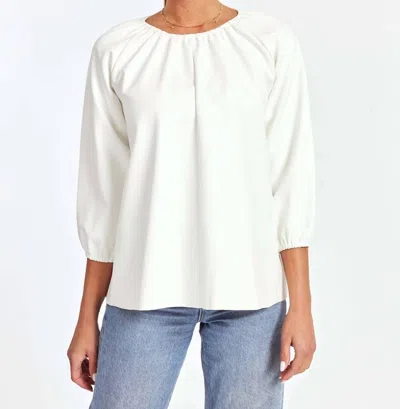 Dolce Cabo Blakely Faux Leather Puff Sleeve Top In White
