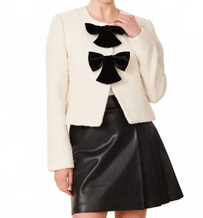 Dolce Cabo Bow Jacket In Ivory/black