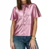 Dolce Cabo Carter Metallic Leather Top In Orchid In Pink