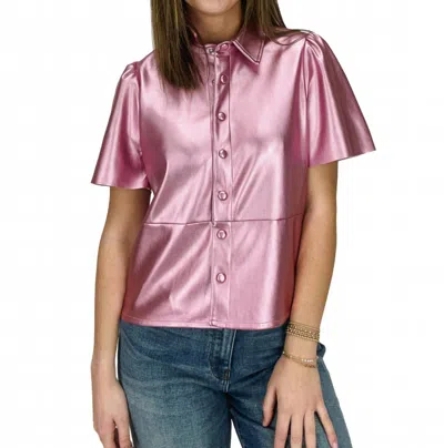 Dolce Cabo Carter Metallic Leather Top In Orchid In Pink