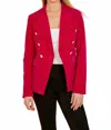 Dolce Cabo Double Breasted Velvet Blazer In Magenta In Pink