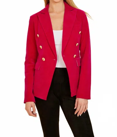 DOLCE CABO DOUBLE BREASTED VELVET BLAZER IN MAGENTA