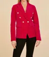 Dolce Cabo Double Breasted Velvet Blazer In Magenta In Pink