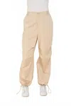 Dolce Cabo Drawstring Ruched Knee Trousers In Sand In Neutral