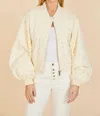 DOLCE CABO EMBELLISHED BALLOON SLEEVE JACKET IN CREAM