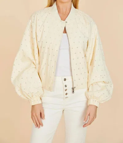 Dolce Cabo Embellished Balloon Sleeve Jacket In Cream In White