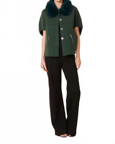 Dolce Cabo Faux Fur Cardigan In Green