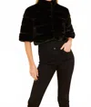Dolce Cabo Faux Fur Paneled Cropped Jacket In Black In Black