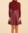 Dolce Cabo Faux Leather And Knit Turtleneck Dress In Burgundy In White