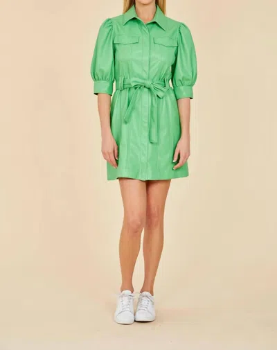 Dolce Cabo Faux Leather Belted Dress In Kelly Green