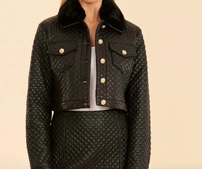 Dolce Cabo Faux Leather Black Jacket With Detachable Collar