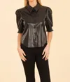 DOLCE CABO FAUX LEATHER ELASTIC CUFF TOP IN BLACK
