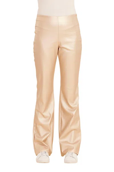Dolce Cabo Faux Leather Flare Pants In Pale Gold