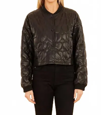 Dolce Cabo Faux Leather Heart Quilted Jacket In Black In Gray