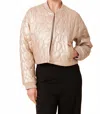 Dolce Cabo Faux Leather Heart Quilted Jacket In Pale Gold In Metallic