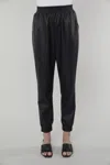 Dolce Cabo Faux Leather Joggers In Navy In Blue