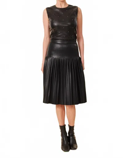 Dolce Cabo Faux Leather Pleated Midi Skirt In Black