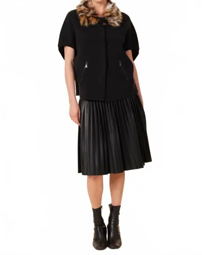 Dolce Cabo Faux Leather Pleated Midi Skirt In Black