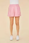 DOLCE CABO FAUX LEATHER PLEATED SHORTS IN PINK