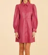 Dolce Cabo Faux Leather Puff Shoulder Dress In Dark Pink In Pink