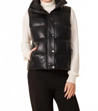 Dolce Cabo Faux Leather Puffer Vest In Black