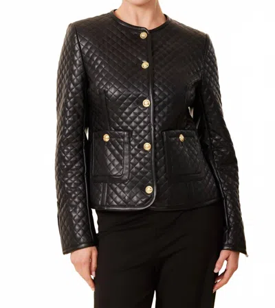 Dolce Cabo Faux Leather Quilted Jacket In Black