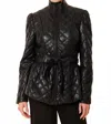 Dolce Cabo Faux Leather Quilted Peplum Jacket In Black In Black
