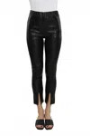 Dolce Cabo Vegan Leather Split Hem Leggings In Black In Black