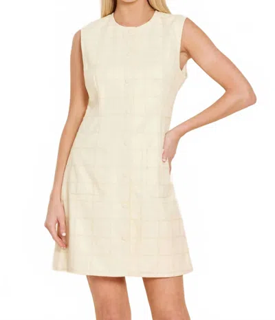 Dolce Cabo Faux Leather Stitch Dress In Butter In White