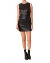 Dolce Cabo Faux Leather Stud Detail Mini Dress In Black In Black
