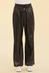 Dolce Cabo Faux Leather Wide Leg Drawstring Pants In Black In Black