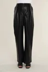 Dolce Cabo Faux Leather Wide Leg Drawstring Pants In Black In Black
