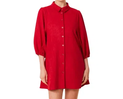 Dolce Cabo Faux Suede Exaggerated Sleeve Dress In Red In Multi