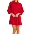 DOLCE CABO FAUX SUEDE EXAGGERATED SLEEVE DRESS IN RUBY RED