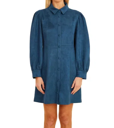 Dolce Cabo Faux Suede Mini Dress In Steel Blue