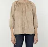 Dolce Cabo Faux Suede Peasant Top In Camel In Brown