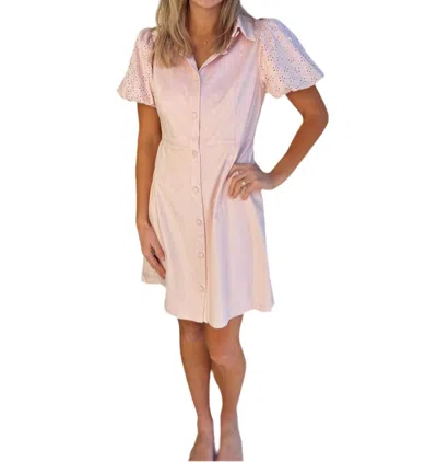 Dolce Cabo Faux Suede Short Sleeve Dress In Shell Pink In Neutral