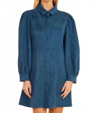 Dolce Cabo Faux Suede Tailored Dress In Dark Teal In Blue