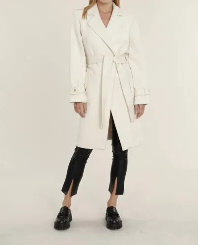 Dolce Cabo Faux Suede Wrap Trench In Cream In White