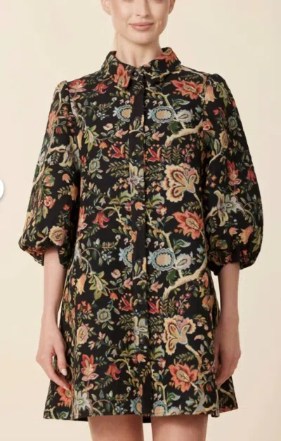 Dolce Cabo Floral Tapestry Dress In Black Multi