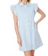 Dolce Cabo Flutter Fleeve Dress In Light Blue In Blue