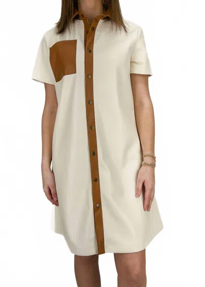 Dolce Cabo Franklin Leather Dress In Creme/brown In Neutral