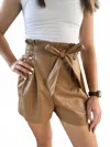 Dolce Cabo Honey Vegan Leather Shorts In Camel In Brown